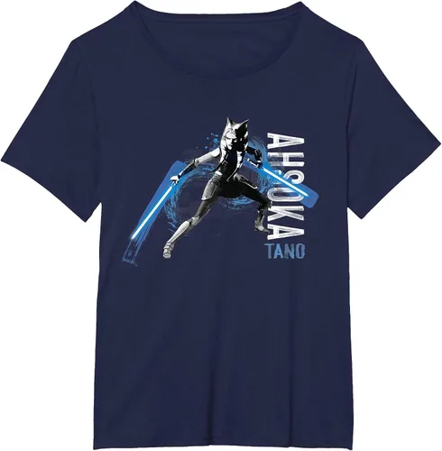 Vista 25 de Star Wars The Clone Wars Ahsoka Tano Dual Lightsabers Camiseta Asphalt Grey