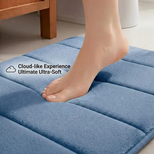 Vista 3 de Juego de 2 alfombras de baño de espuma viscoelástica, súper suaves, absorbentes, de secado rápido, alfombras de baño de espuma viscoelástica
