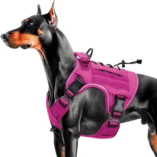 Vista 24 de Arnés táctico para perros grandes, chaleco reflectante ajustable sin tirones con sistema Molle, control de grado militar K9 para entrenamiento