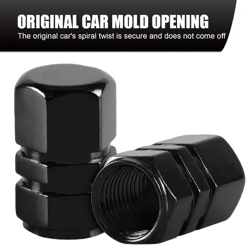 Vista 4 de 12 tapas de vástago de válvula de neumático de automóvil, tapas de vástago de válvula de rueda hexagonales cromadas de aleación de aluminio