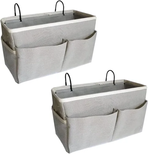 Vista 7 de Organizador de Mesita de Noche/Bolsa de Almacenamiento Colgante de Mesita de Noche Organizador Multifuncional para Literas Camas de Hospital Rieles