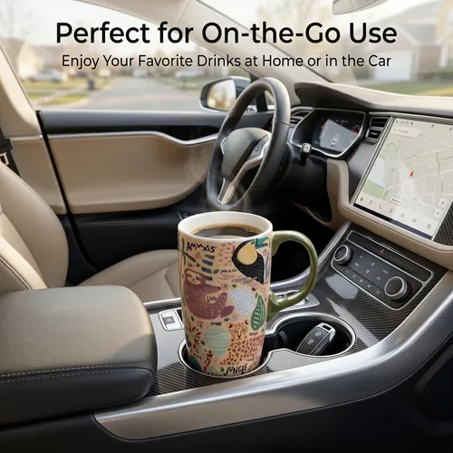 Vista 7 de Topadorn Taza de cerámica alta de 17 onzas – Taza de café con diseño de perezoso, apta para microondas y lavavajillas, taza de café única para café