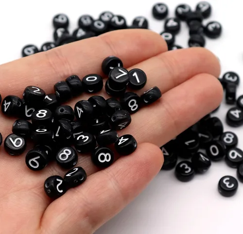 Vista 3 de Cuentas de números de acrílico para hacer joyas, pulseras numeradas, dijes de 0.16 x 0.27 pulgadas (0.157 x 0.276 in), monedas de disco redondas