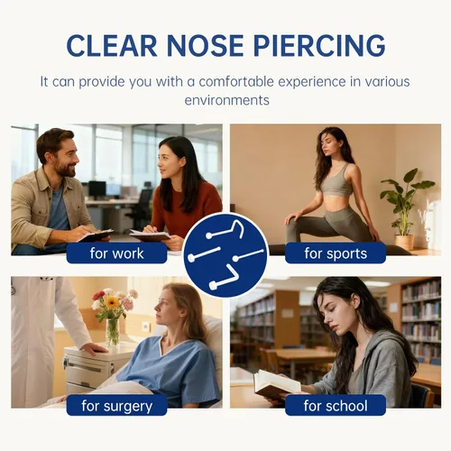 Vista 5 de Clear Nose Ring Bioflex for Women and Men,Plastic Clear Nose Studs for Work L Shaped,Body Silicone Piercing Retainer 18g Nose Rings Studs Piercing