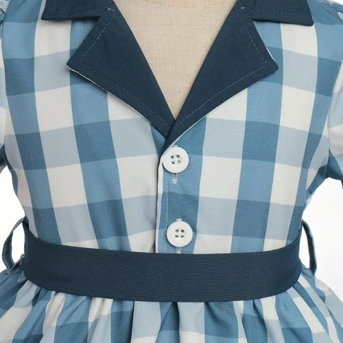 Vista 5 de IWEMEK Vestido de ama de casa de los años 50 para niñas con delantal, vestido de lunares, disfraz de ama de casa de los años 50, disfraz