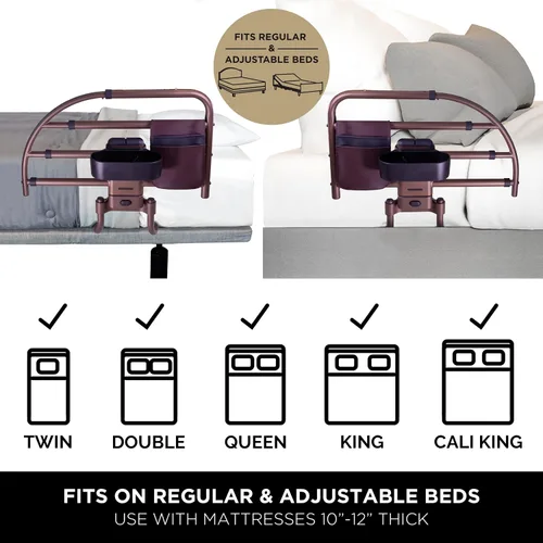 Vista 6 de Stander Wonder Click - Riel de cama extensible para marcos de cama ajustables de madera, riel de protección extraíble para adultos mayores