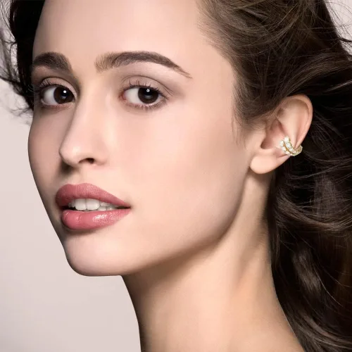 Vista 4 de Aretes de oreja para mujer, aretes de aro de circonita cúbica para mujer, piercing de oreja falso, sin perforación para niñas