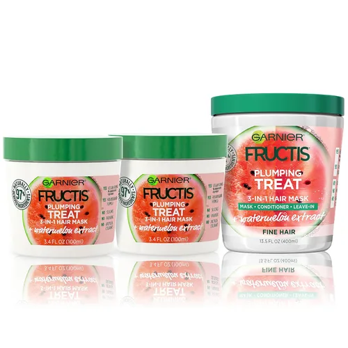 Vista 2 de Garnier Fructis Plumping Treat - Mascarilla capilar 3 en 1 con extracto de sandía