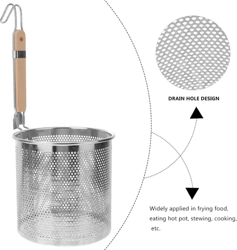 Vista 7 de Cabilock Cesta profunda Colador de pasta Mango largo Fácil Transferencia Hogar Hotel Cocina Utensilio Estilo Aleatorio
