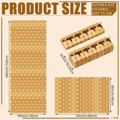 Vista 2 de Barydat Juego de 2 tapetes de baño de bambú para bañera larga y grande, antideslizante, tapete de ducha de bambú, tapete de madera impermeable