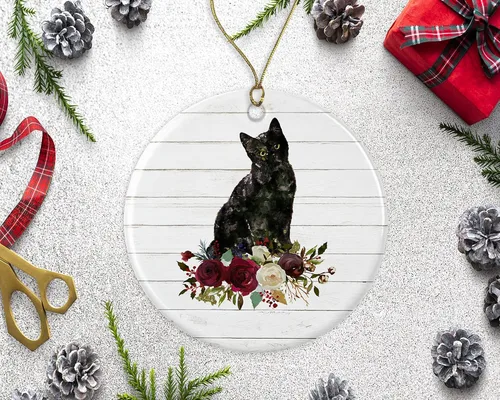 Vista 2 de Adorno de gato – Adorno de gato de regalo para mascotas – Adorno de Navidad de gato negro – Regalo para los amantes de los gatos negros – Regalo