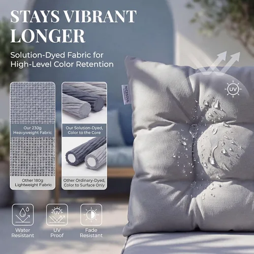 Vista 6 de NICESOUL Cómoda y cómoda silla de mimbre para exteriores con soporte, sillas plegables para patio con cojín, hamaca resistente de 350 libras