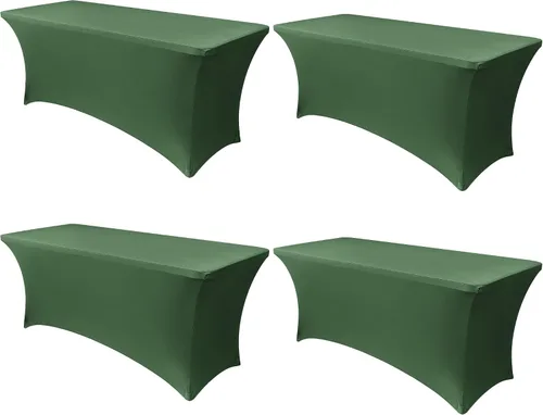 Vista 85 de Obstal Funda de mesa de elastano elástica de 4 pies para mesas plegables estándar, paquete de 2 manteles rectangulares universales ajustables