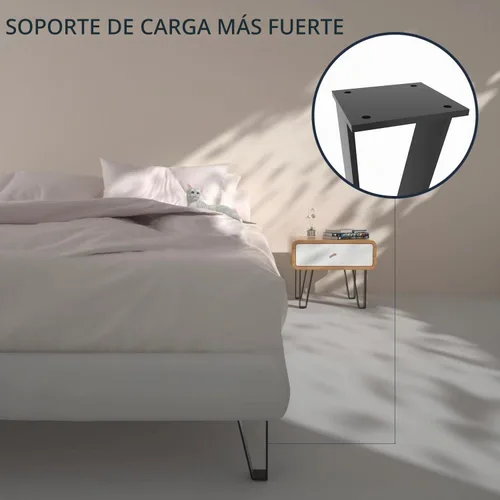 Vista 7 de Orgerphy Juego de 4 patas de banco negras de 4 pulgadas Patas de mesa resistentes en forma de triángulo, patas para muebles Metal negro