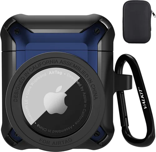 Vista 20 de Valkit Funda para Airpods para hombres con cerradura, funda de cuerpo completo con llavero para AirPods de Apple a prueba de golpes, funda