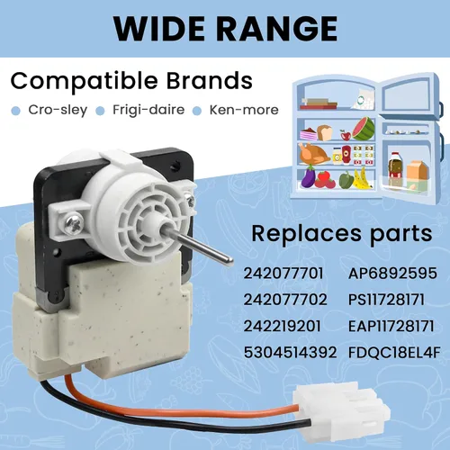 Vista 4 de AMI PARTS 242077702 242077705 Motor de ventilador evaporador Compatible con Frigi.daire Ken.More CROS.Ley Reemplaza FDQC18EL4F 242077701 5304514392