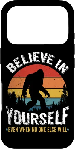 Vista 30 de Funda inspiradora para iPhone 16 Believe in Yourself Retro Bigfoot Sasquatch