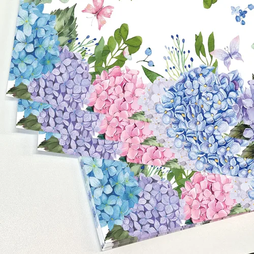 Vista 3 de Manteles individuales desechables de papel, paquete de 50 manteles individuales de hortensias de 16 x 11 pulgadas, manteles individuales florales