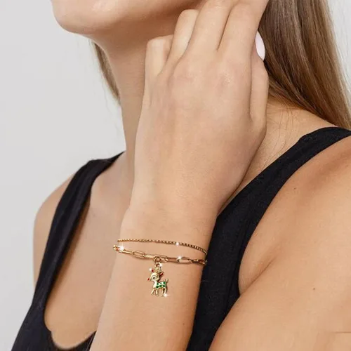 Vista 2 de Decoraciones navideñas con dije de cadena simple pulsera de Navidad decoraciones de Navidad pulsera de cuentas de Navidad pulsera trenzada