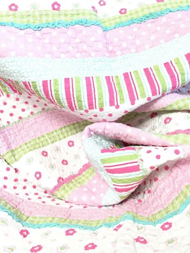 Vista 7 de [Malvavisco pastel] 100% algodón hipoalergénico 2 piezas apliques a mano juego de edredón para dormitorio, ropa de cama individual rosa