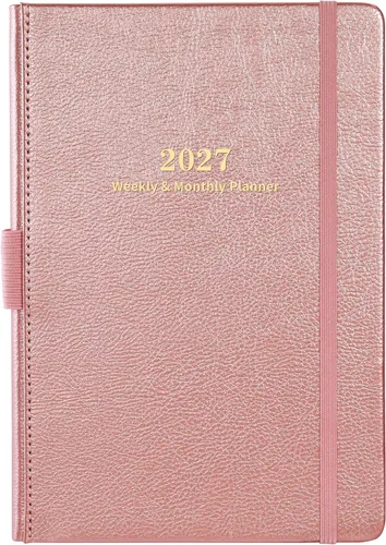 Vista 26 de Agenda 2027 – Agenda semanal mensual 2027 con calcomanías Negro