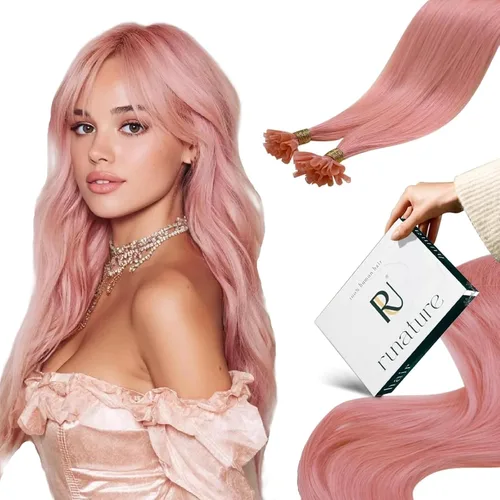 Vista 57 de RUNATURE Extensiones de cabello humano con punta en U, color marrón ceniza a rubio platino