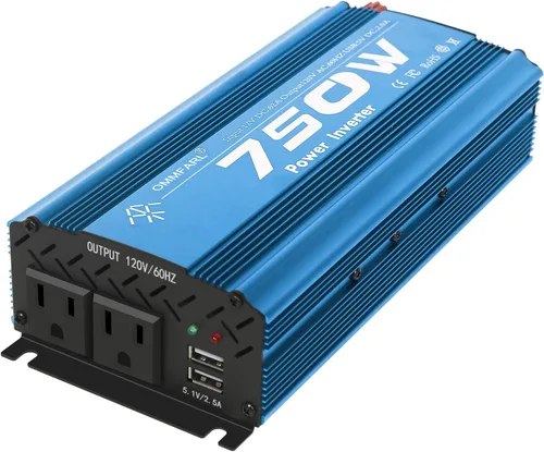 Vista 9 de Inversor de corriente de onda sinusoidal modificada de 750 W, CC 12 V a CA 110 V, pico de 1500 vatios, adaptador de inversor de enchufe