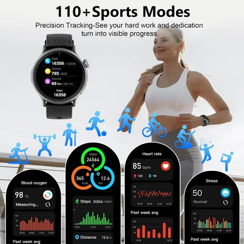 Vista 6 de Reloj inteligente de fitness para hombres y mujeres, 2026 nuevo reloj inteligente para correr, pantalla AMOLED Ultra-HD de 1.46 pulgadas con monitor