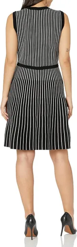 Vista 2 de Anne Klein Vestido de punto acampanado y de rayas verticales para mujer