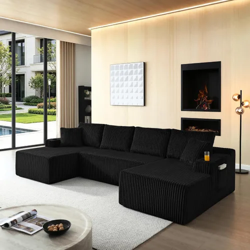 Vista 31 de Sofá seccional Cloud de 108 pulgadas, sofá seccional modular moderno con asiento profundo, sofás de pana sin estructura con chaise en forma de L