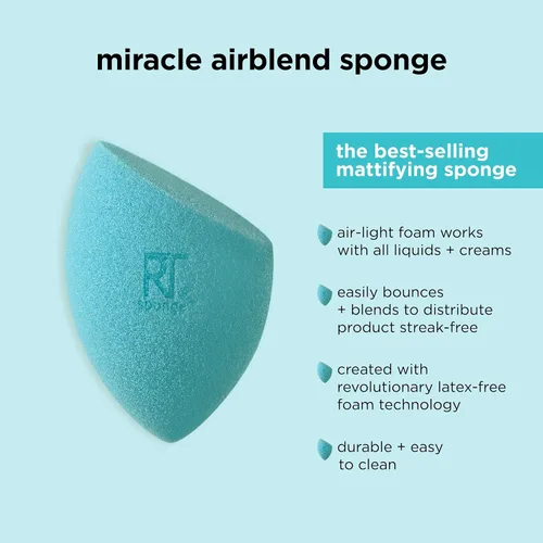 Vista 8 de Real Techniques Esponjas de maquillaje surtidas, tez milagrosa, polvo milagroso, esponja de belleza Miracle Airblend para mezclar maquillaje
