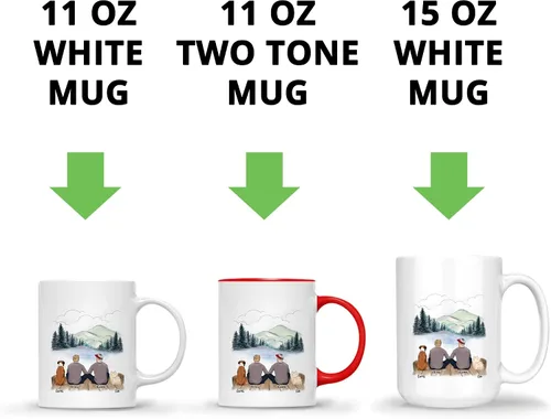 Vista 4 de Taza Personalizada de Gossby para Perros - La vida es mejor con perros (2 hombres - 2 perros) - Taza de perro personalizable para papás de perros