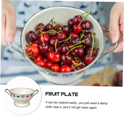 Vista 5 de Cabilock Bandeja de servir de fruta Multifunción Metal Contenedor de frutas Colador decorativo Agujero de drenaje