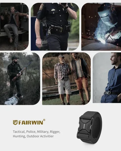 Vista 6 de FAIRWIN Tactical Belt Men, 1.5" Stretch Nylon Web Military Hiking Rigger Work Belts with Quick-Release Seatbelt Buckle