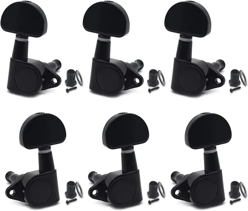 Vista 17 de SAPHUE 6 clavijas de afinación de guitarra 3L3R, clavijas de afinación de guitarra selladas cuadrado grande, cabezales de máquina, guitarra Negro
