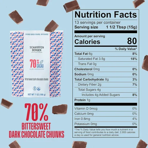 Vista 2 de Scharffen Berger Trozos de Chocolate para Hornear (7 onzas, paquete de 3) - Trozos de Chocolate Semi-Amargo Oscuro para Hornear, 70% Cacao, Sin
