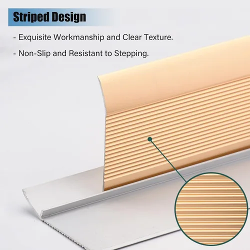 Vista 4 de Tiras de transición de aluminio para umbrales, reductor de rampa de umbral para puertas, baldosas de silla de ruedas, suelos de madera, borde