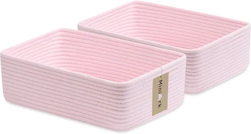 Vista 9 de MiniArk Cestas organizadoras grandes poco profundas de 15 x 11 x 5.1 pulgadas, contenedores de almacenamiento tejidos de cuerda para baño, estantes