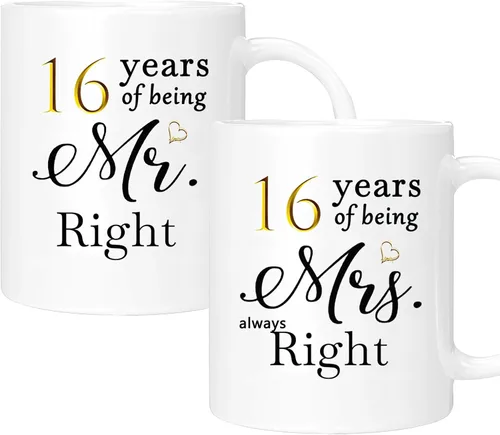 Vista 25 de Juego de 2 tazas de café para el 10º aniversario, regalos de boda para parejas, padres, hombres, mujeres, marido, esposa, él, ella, caja de regalo
