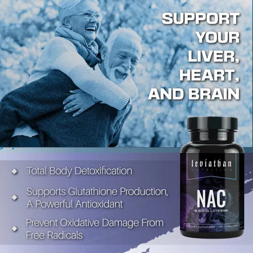 Vista 3 de Leviathan Nutrition Suplemento NAC N-acetil cisteína para pulmón, hígado, apoyo inmunológico - Potente apoyo antioxidante para aumentar los niveles