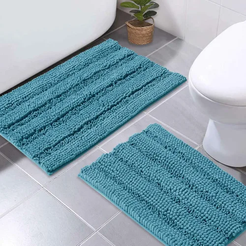 Vista 21 de NICETOWN Tapete negro para baño, antideslizante, suave, absorbente de agua, tapete de bajo perfil para entrada, tapete para vestíbulo, puerta