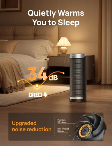 Vista 7 de DREO Calentador de espacio, calentadores de cerámica PTC de 1500 W para uso en interiores con control remoto, oscilación de 70°, temporizador de 1 a