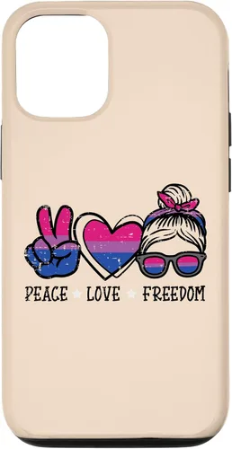 Vista 4 de Funda para iPhone 14 Pro Max Peace Love Freedom Bisexual Girl Bi Pride Flag LGBTQ