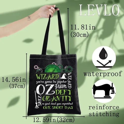Vista 4 de LEVLO Witch Musical Tote Bag Witch Fans Defy Gravity Musical Witch Shoulder Bag