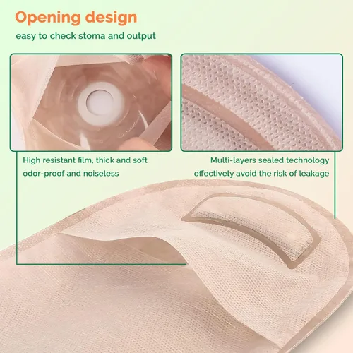 Vista 4 de 20 bolsas de colostomía de una pieza, suministros de ostomía, corte máximo de 2.362 in para adaptarse a bolsas drenables con cierre para ileostomía