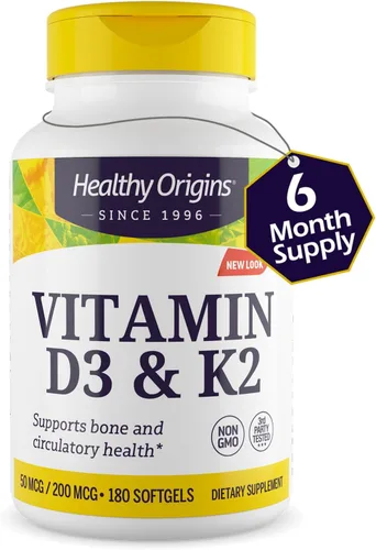 Vista 9 de Healthy Origins Vitamina D3 2,000 UI y K2 200 mcg, 60 cápsulas blandas