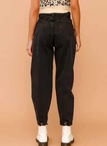 Vista 5 de EVALESS Pantalones de mezclilla holgados de cintura alta para mujer, casuales, holgados, recortados, pantalones de mezclilla Y2K