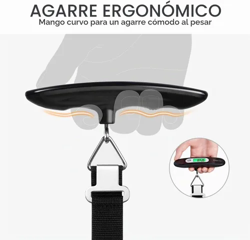 Vista 7 de FREETOO Báscula de equipaje portátil digital colgante para viajes, báscula de peso de maleta con laca de piano superior, capacidad de 110 libras