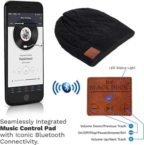 Vista 9 de Gorro Bluetooth unisex con auriculares estéreo inalámbricos compatible con todos los dispositivos Bluetooth