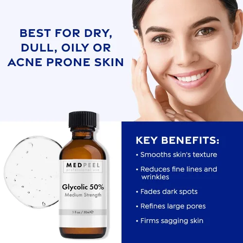 Vista 4 de Peeling químico de ácido glicólico, fuerza profesional y grado médico para exfoliación de la piel, para el tratamiento de líneas finas, arrugas